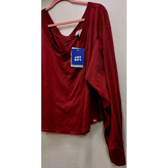 NWT JoyLab Cranberry Red Double V-Neck Sweatshirt Women’s Plus XXL Boxy Top - Picture 5 of 9